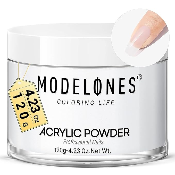 Modelones Acrylic Powder, 4.23oz Transparent Large Capacity Professional Acrylic Nail Powder Polymer for 3D French Nails Manicure Extensions & Carving, Long-Lasting Beauty Gifts