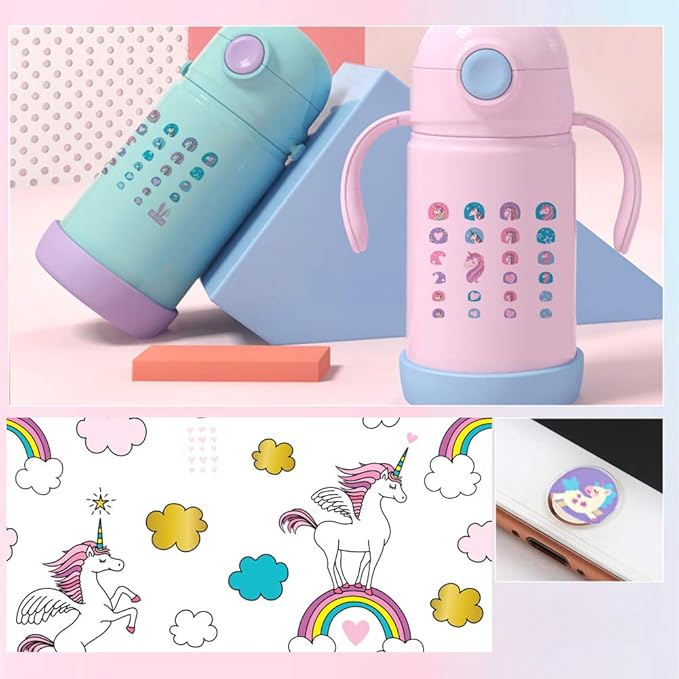 Unicorn 3D Nail Art Stickers Decals Self-Adhesive for Kids Little Girls, 270+ Cute Nail Tip Star Crown Princess Nail Manicure for Fingernails Toenails Birthday Party Supplies Gift Favors