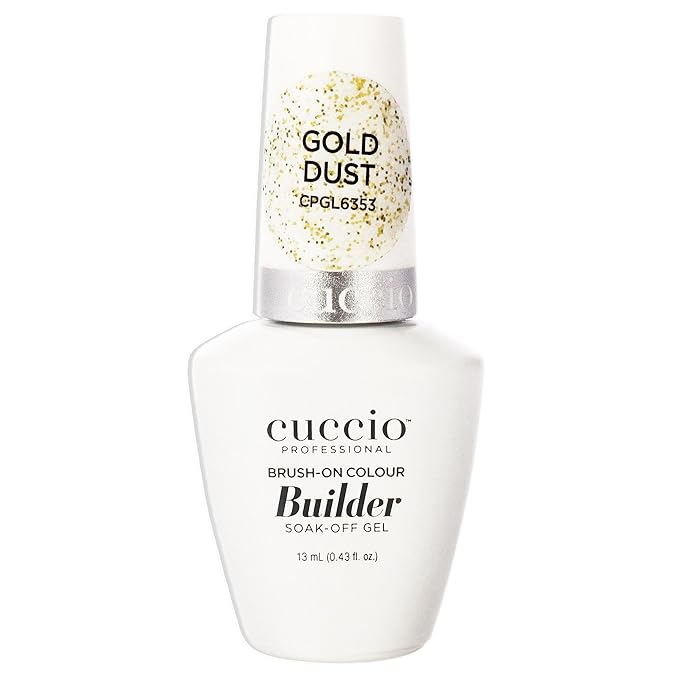 Cuccio Pro Brush-On Colour Builder Soak Off Gel - LED and UV Self-Leveling Lightweight Formula - Camouflages Re-Growth and Corrects Uneven Nail Beds - Base Coat - Gold Dust - 0.43 oz