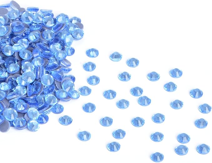 2880 Pieces SS16 Lt. Sapphire Hotfix Rhinestones Flatback Round Crystal Glass Rhinestones Gems for Crafts Nail Face Art Clothes Shoes Bags DIY