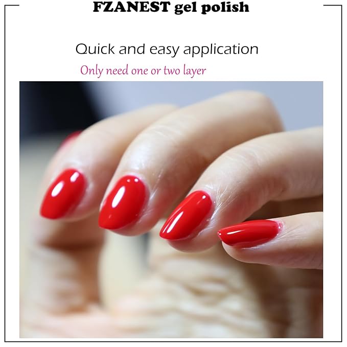 FZANEST Red Gel Nail Polish, 15ml Nail Gel Polish Fall Winter Color Soak Off UV LED Nail Art Starter Manicure Salon DIY at Home, 0.51 OZ #D88