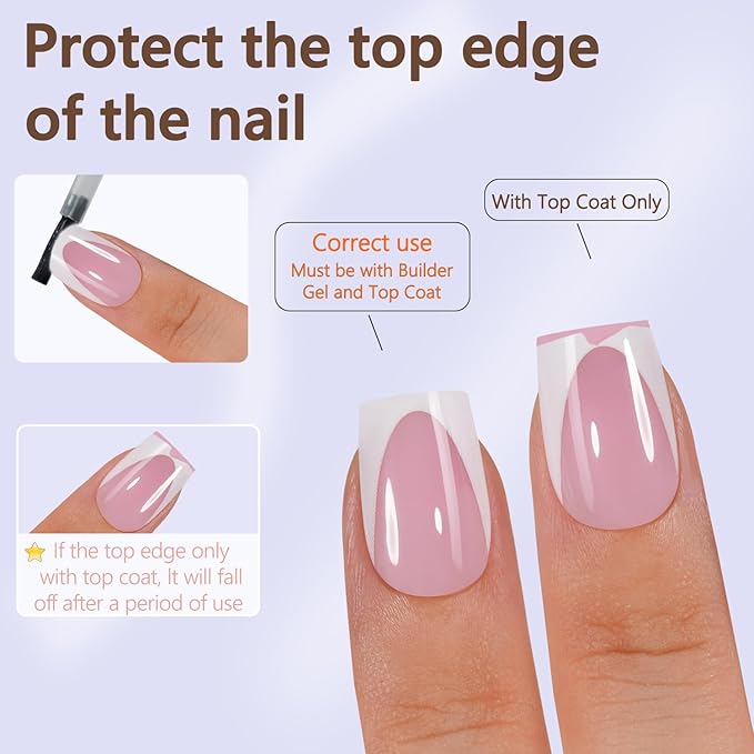 Misssix Deep French Gel Nail Tips, 150Pcs French Tip Press on Nails Short Square Pink, No Need to File Tips Pre-lasting, Fake Nails for Nail Art DIY 15 Sizes