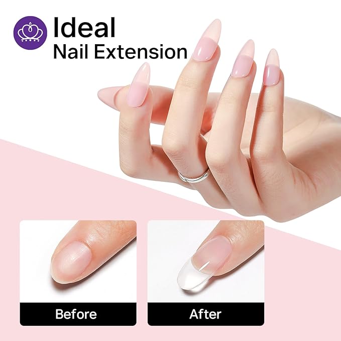 MIZHSE Builder Gel for Nails, 8-in-1 Clear Builder Strengthener Gel for Nail Thickening Tip Design Rhinestone Glue U V LED Extension Gels Kit for Home DIY Salon 15mL