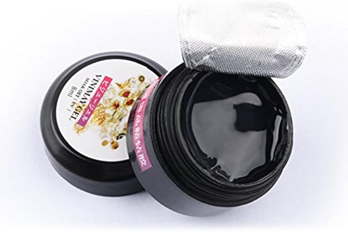 Nail Art Rhinestone Glue Super Sticky 8ml Gem Gel Manicure Polish Adhesive Builder Decoration (UV Light Cure Needed) with Tray Shiny Stone and Paiting Pen