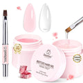 Beetles HEMA-Free Hard Gel for Nails-2 Pcs 1oz 9 in 1 Clear Jelly Pink UV/LED Lamp Cured Sculpting Stengthener Gel for Nail Extension & Nail Repair with Flat Nail Brush for Manicurist Women