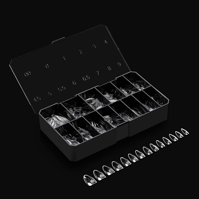 Apres Gel-X® Almond Box of Nail Tips | 280 Gel-X Tips, Soft Tips, 14 Sizes 00-9 | Half-sizes Included (Sculpted Almond Medium, 280 Count)