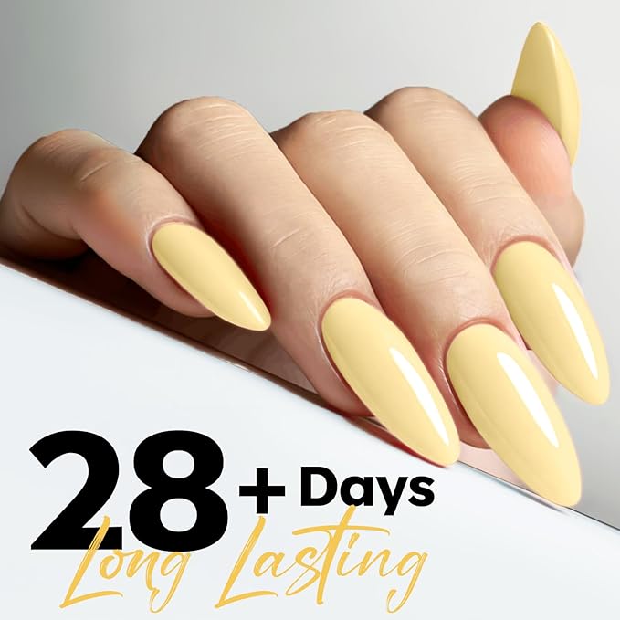 modelones Pastel Yellow Gel Nail Polish Light Yellow Nail Poish Soak Off U V Nail Design Salon DIY Manicure 15 ML