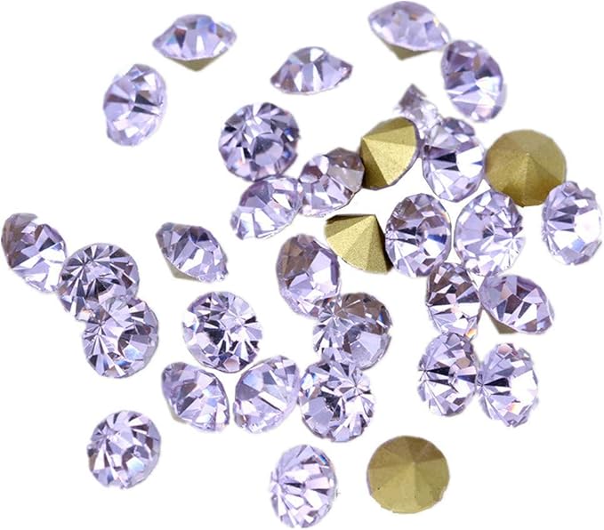 1440pcs Rhinestones Round Point Back Crystal Gem Glass Diamante Rhinestones Nail Art Decoration Jewelry Finding Beads Crafts Nail Face Art Clothes Shoes Bags DIY (Purple, 3mm)