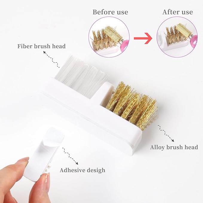 2 in 1 Nail Drill Bits Holder & Nail Drill Bits Cleaning Brush Case 30 Holes (Purple)