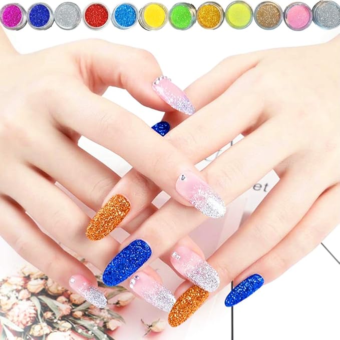 Acrylic Nail Kit for Beginners with Everything 12 Glitter Acrylic Powder, Tips, Decoration Supplies for Professional Nail Art Tools Women DIY Gifts