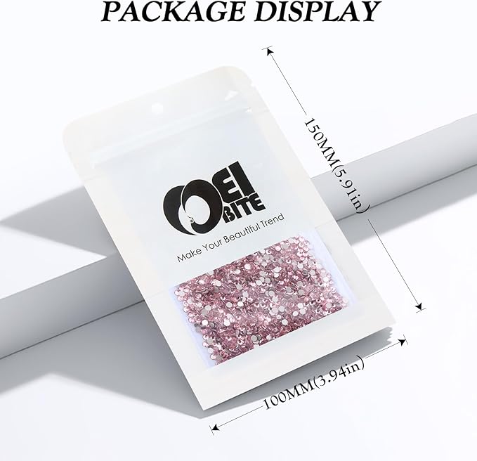 Pink Flatback Rhinestones, Glass Rhinestones for Nail Art and Craft, Glue Fix, Loose Crystal Gemstones(Pink, SS10, 2880pcs, 2.7-2.8mm)