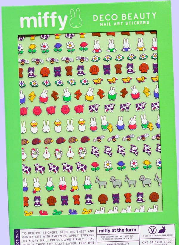 Deco Beauty Miffy at The Farm-Super Thin & Easy-to-Apply Nail Art with the Cutest Designs-Durable & Long-Lasting Nail Art Stickers and Decals for Women, for DIY At-Home Manicures & Salon-Quality Nails