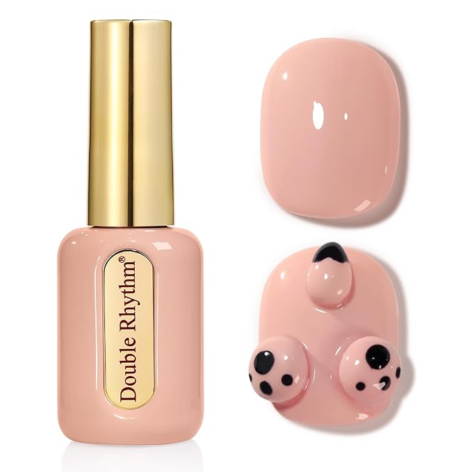 Double Rhythm 0.50 OZ Gel Polish Hema Free Same Color Same Bottle Golden Round Translucent Neutral Natural Milky 15 ML Jelly UV Polish Art DIY at Home (Nude-C1333)