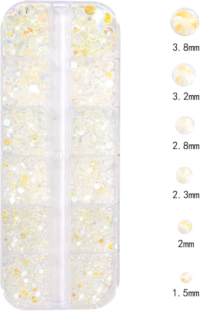 Nail Rhinestones - 3D Multi Shape Size, Flat Back, Manicure Rhinestones Charms, Crystal Aurora Gems, with Kit, for Nail Art, Bedazzling Acrylic Nails, DIY Decor
