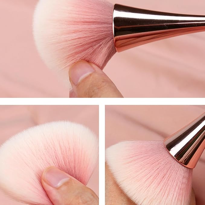 Rose Gold Nail Art Dust Powder Remover Brush, Nail Art Dust Cleaner Brush, Soft Cleaner Brush for Makeup, Nail Dust Brush for Acrylic Nails Manicure Brush for Women Birthday Gifts