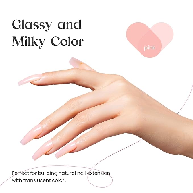 Beetles Builder Gel 15ML, 8 in 1 Builder Strengthener Translucent Nail Extension Pink Nude Builder Nail Gel for DIY Salon at Home,UV LED Lamp Needed