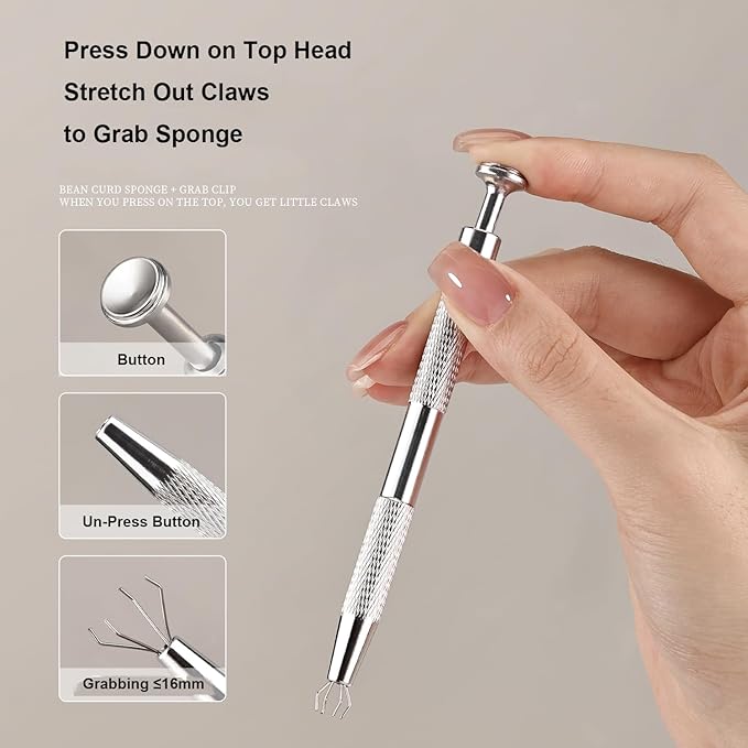 Smart Grabber for Pat Paint Nail Gel, 4 Claws Grabbing Pen for Nail Sponge Patting Ombre Gradient Gel, Nails Art Design at home (Grabbing Pen)