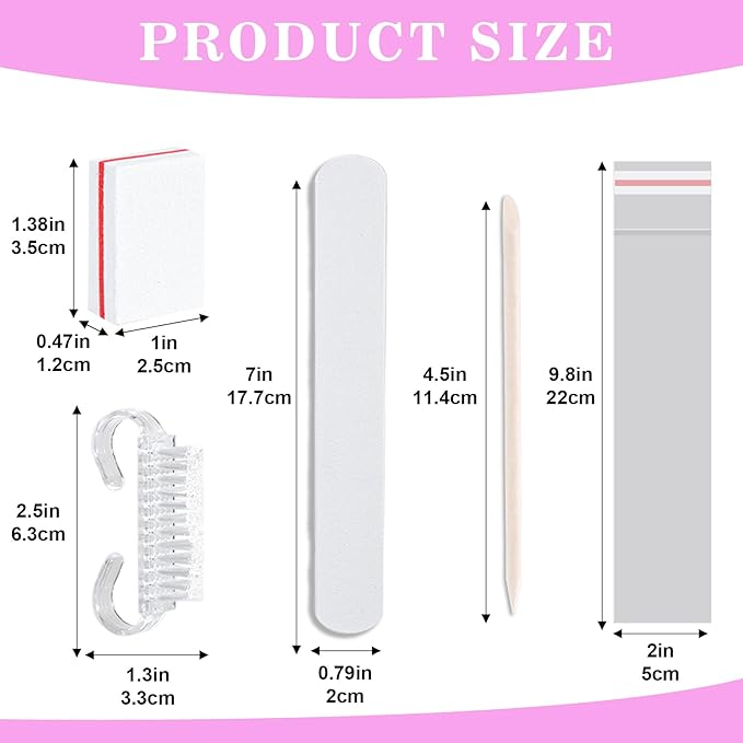 50 Sets Disposable Manicure Kit Basics 4 Piece Nail Kit for Travel,Handle Grip Brush,Mini Nail Buffer Nail File and Wood Stick for Gifts Salon Home Professional(50 Set -White)
