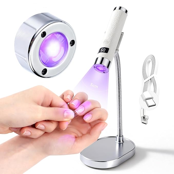 Saviland UV Light for Gel Nails: Smart Sensor 10s Fast Flash Cure UV Nail Lamp with Magnetic Stand Holder 360° Coverage Flash Cure Light Nail Glue Nail Gems Nail Lamps for Gel Polish