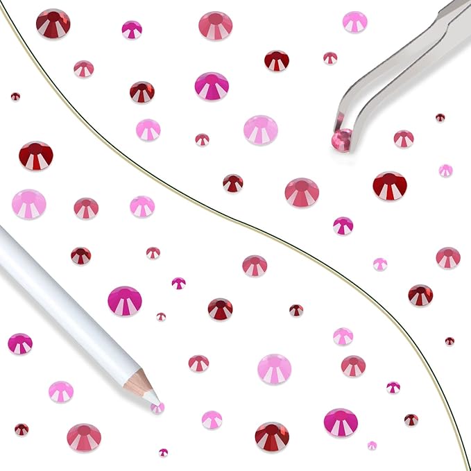 LPBeads 10000pcs Hotfix Rhinestones Flatback Glass Red Pink Fuchsia and Rose Rhinestone with Tweezers and Picking Pen for Crafts Clothes Nail Art