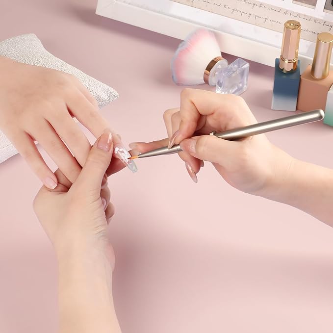 BQAN 1Pcs Nail Art Brushes Universal Nail Brush for Flower, Petal & Painting Design Gel Polish Nails Art Pen With Metal Handle Salon DIY Tools at Home