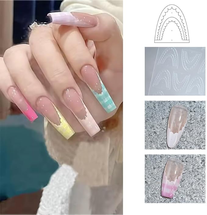 DANNEASY 5 Sheets French Tip Guide Stencil for All Nail Shapes French Manicure Strips Self-Adhesive Frenchs Nail Stickers Decals for Women Girls DIY Decoration Stencil Tools