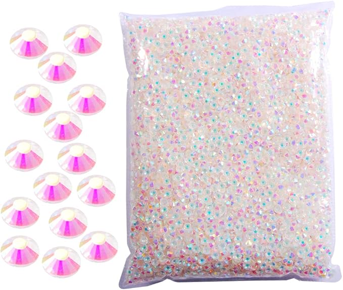 Hisenlee 14400PCS Rhinestone SS3-SS20 Crystal Gems 9 Sizes Wholesale Nail Art Rhinestone Flatback Round Glass Diamond for Crafts (SS5, Transparent AB)