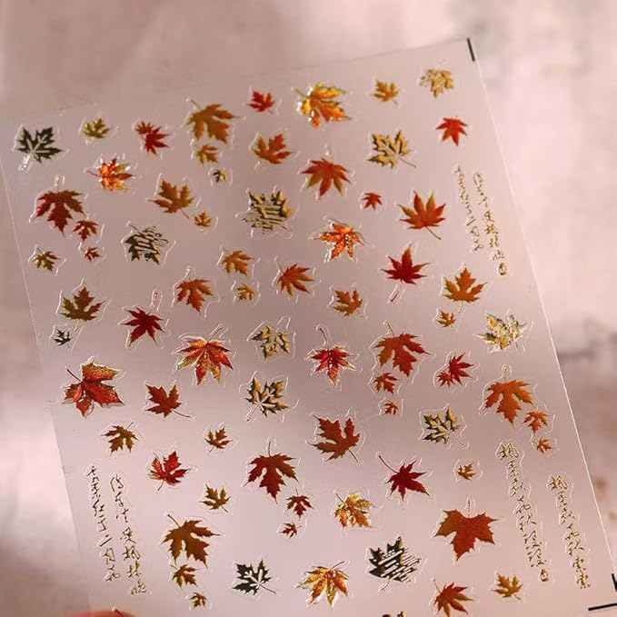 4 Sheets Nail Stickers for Autumn 5D Self-Adhesive Nail Art Decals for Women Flower Stickers Decoration