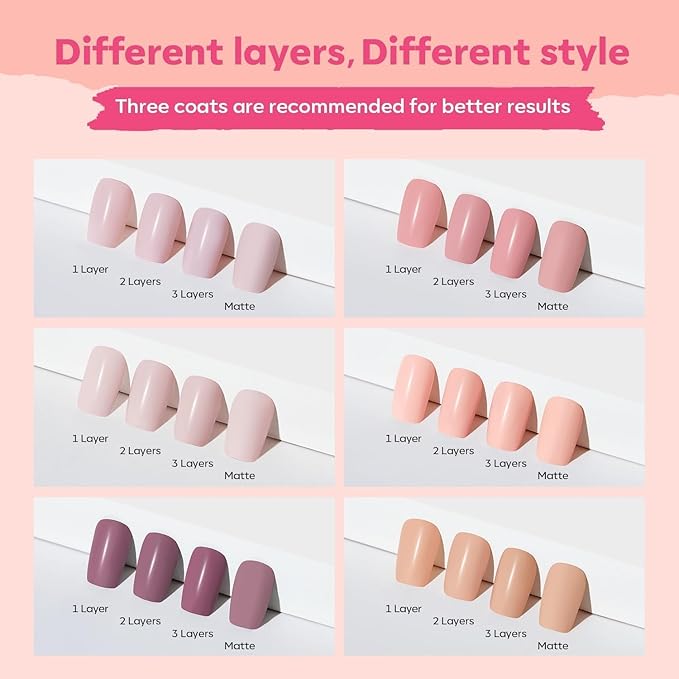 modelones Valentines Nail Polish Set 6 Colors Neutral Nude Pink Fall Winter Quick Dry Mini Finger Bulk Manicure Kit Diy Nail Art Home Salon Gifts For Women Girls