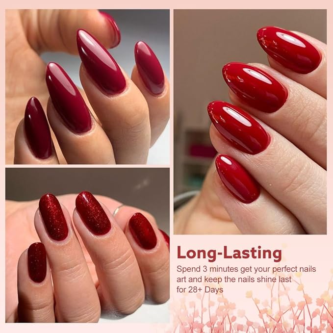 CANNI 30Pcs 9ML Hema-free Gel Nail Polish Set,Dark Red Hot Pink Purple Brown Burgundy Red Jelly Gel Polish Kit Soak Off LED Nail Polish Set Nail Art Starter Manicure Salon DIY at Home