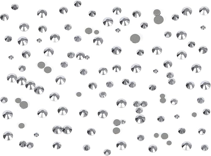Bymitel 7200 Pieces 6 Mixed Sizes Glue Fix on Glass Rhinestones Round Crystal Gems Flatback for DIY Jewelry Making with one Picking Pen(6-Sizes 7200PCS, Labrdor)