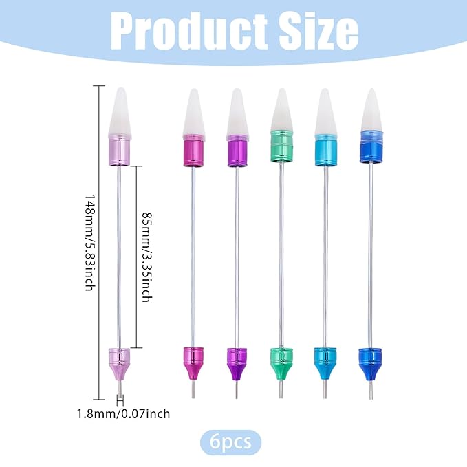 6Pcs Rhinestone Picker Wax Pen, DIY Double Ended Rhinestones Applicator Rhinestone Picker Dotting Pen Rhinestones Applicator Nail Art Tools for Pick Up and Place Gems Crystals