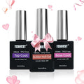 FZANEST Builder Gel With Top and Base Coat HEMA TPO-Free, 15ml * 3pcs Clear Gel Nail Polish Kit for Nail Strengthening Building Apex Extension Soak Off No Wipe Top Coat Base Harden Nails