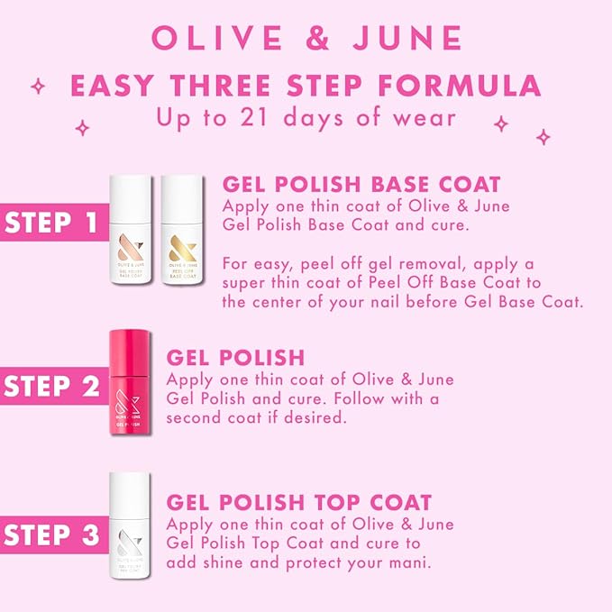 Olive & June Gel Polish | UV LED Nail Lamp Needed | Long Lasting Formula | Up to 21 Days of Wear | Damage-Free Removal | Salon-Quality Manicure, Pedicure at Home | Glitter Purple | On the Promenade