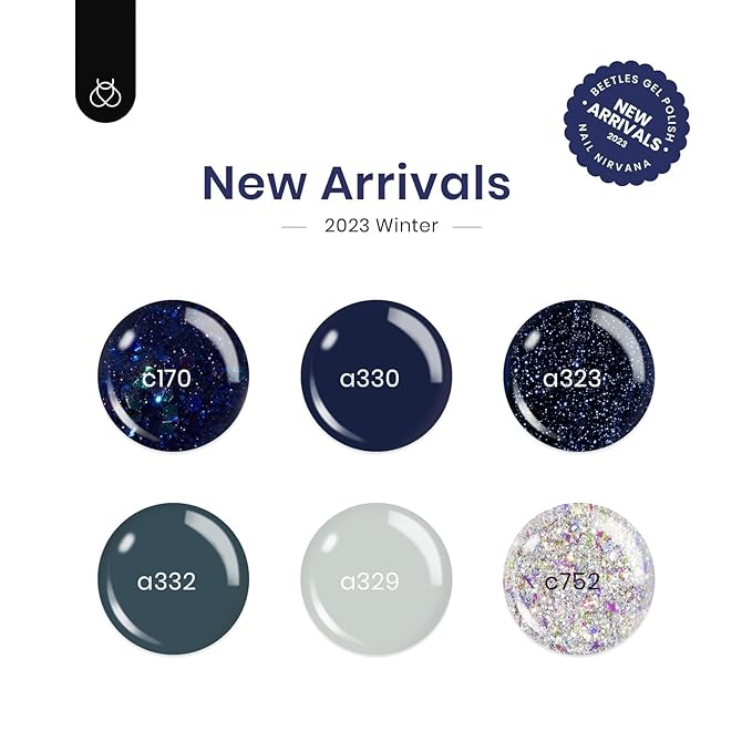 Beetles Blue Gel Polish Set - Glitter Dark Navy Blue Sliver Gel Nail Polish, 6 Colors Soak off Nail Uv Lamp Manicure Gift for Women