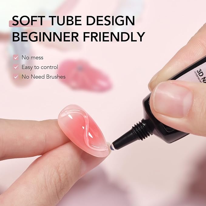 GAOY 2Pcs 3D Nail Gel, Clear Sculpting Gel for Carving, Molding & Painting Nail Art Designs, Glue for Rhinestone Gems Decoration