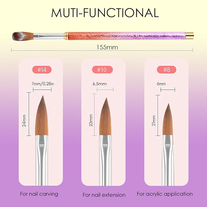 Nail Art Clean Up Brushes,3PCS Soft Cleaner Brush with Cute Fruit Design for Makeup Application, Flat/Oval/Fine Angled Gel Nail Brushes,Nail Art Tools for Cleaning Polish Mistakes on the Cuticles