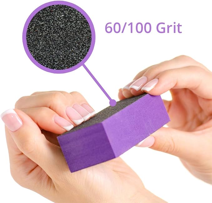 Karlash 10 Pcs Purple Black Nail Buffer Sanding Block Polisher Buffing File Nail Art Manicure Pedicure File 60/100 (Purple)