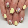 24Pcs Short Press on Nails Square Shaped Fake Nails Yellow Flower False Nails for Women Cute Glossy Stick on Nail Reusable Artificial Acrylic Nail Summer Glue on Nails Manicure Kit