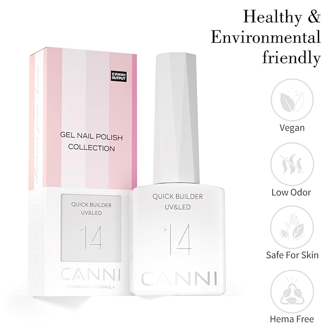 CANNI Quick Builder Nail Gel for Nails – 9ML White Soak-Off Nail Strengthening Gel for Apex Building DIY UV LED Manicure