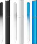 Glass Nail Files Double Side Polish Crystal Fingernail File with Case Manicure Salon Nail Care for Women Girls Black White Blue, 240 Grit, 3 Pack