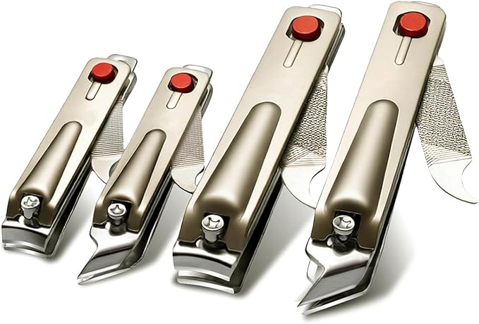 Nail Clipper Set, 4PCS Stainless Steel Toenail Clippers for Thick & Ingrown Nails - Nail Clippers for Men & Women, Heavy Duty Grooming Kit with Nail File