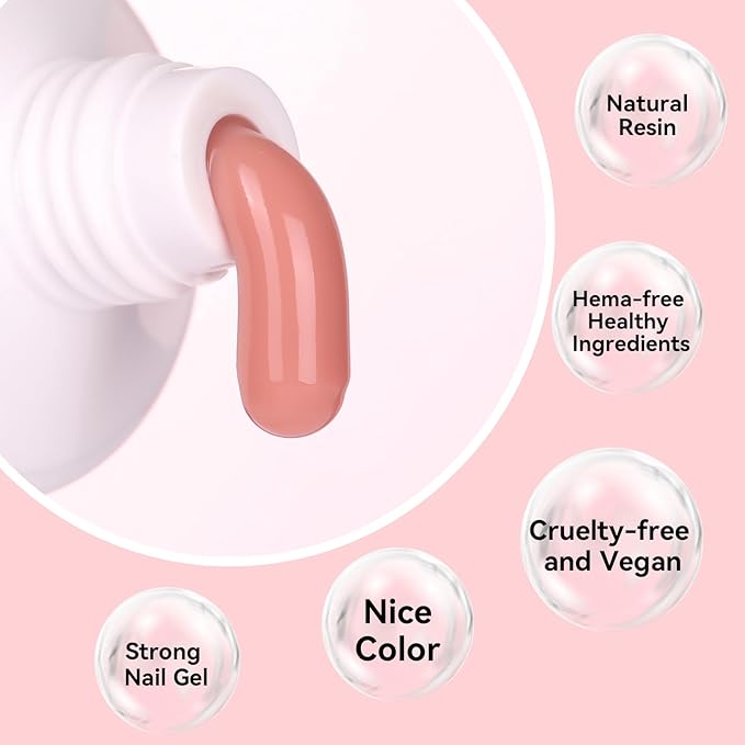 Makartt Poly Nail Gel Hema-Free 50ML Nude Nature Builder for Nail Extension All Season Gel Color 3D Molding Gel Nail Strengtheners Long-Lasting DIY Salon Quality-A Siesta