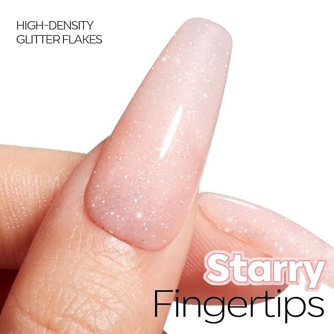 modelones Pink Gel Polish Pastel Pink Glitter Gel Nail Polish Soak-Off UV Gel Polish - 28+ Days Long-Lasting Salon-Quality Nail Art DIY Manicure & Gift 15ML