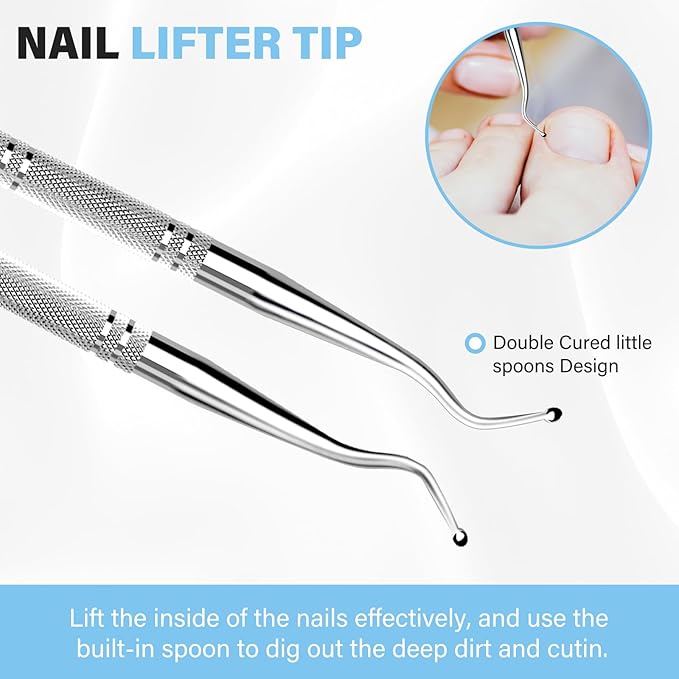 2PCS Ingrown Toenail File and Lifters, Upgraded Professional Surgical Safe Ingrown Toenail Removal Kit Ingrown Toenail Tool
