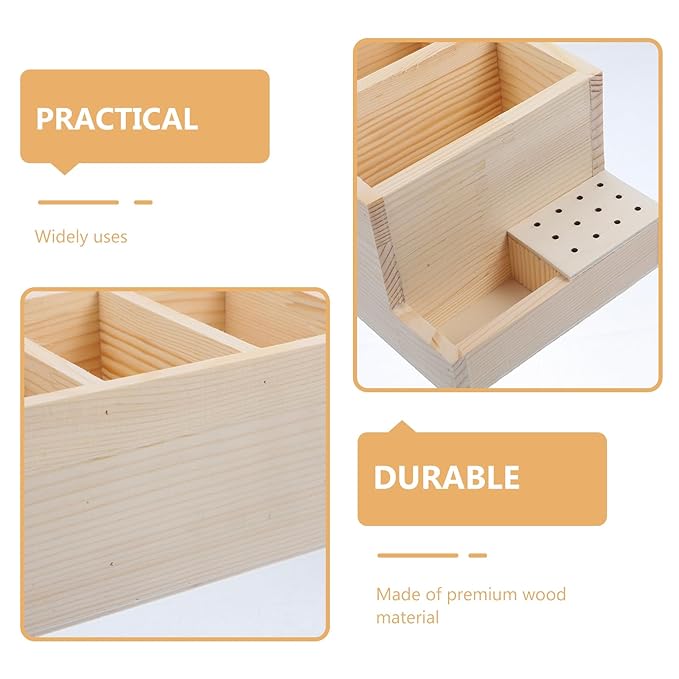 Beaupretty Box grinding head storage box name cards holder nail tool storage case nail salon drill bits container nail tool display stand makeup brush nail bit wooden drill rig manager