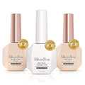 MelodySusie Hema Free Top Coat Base Coat Nail Glue Set Long Lasting Shine Finish Soak Off UV LED Nail Lamp Nail Art Design Manicure Kit Perfect Gifts for Women Girls 3 Pcs 15ml Clear