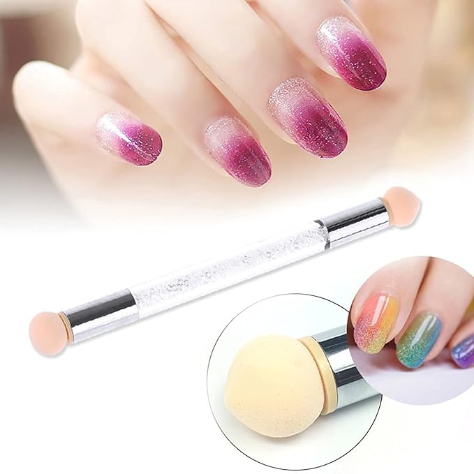 WOKOTO 8 Pcs Ombre Nail Brush Nail Art Brushes Set With 4 Nail Sponges Tips Ombre Brush For Gel Nails Gradient Nail Brushes For Ombre Acrylic Nail Art Liner Brushes Dotting Tools With Different Size