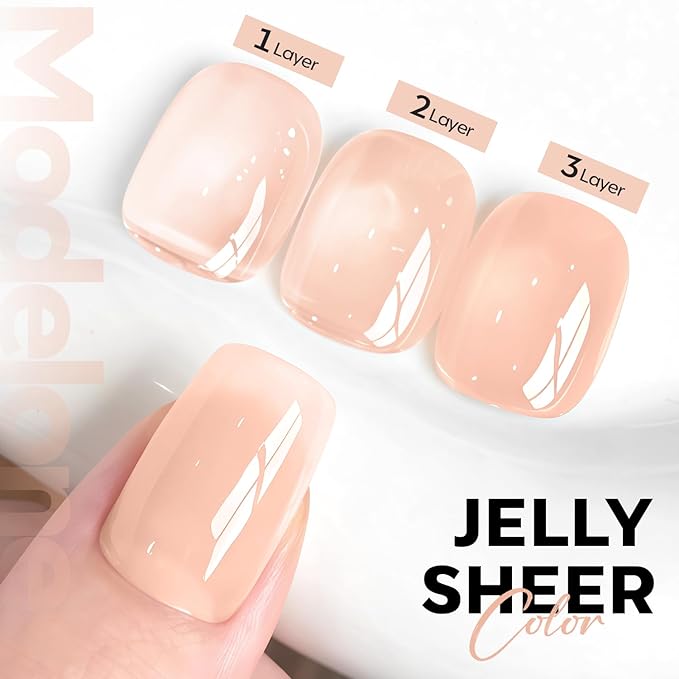 modelones Nude Gel Nail Polish Nude Pink Jelly Nail PolishV alentine Natural Color Soap Nails Translucent Soak Off LED Sheer Gel Polish15 ML