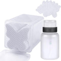 200pcs Nail Cotton Pads, 1 Pull-Off Pump-Style Bottle Suitable for Nail Care Wipes, Nail Cleaning Pads, Mascara Extension Glue Cleaning Wipes Care Product Sets (White)